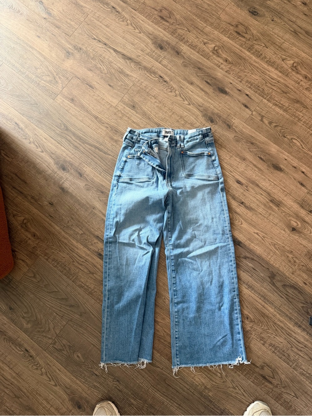PAIGE Light Wash cropped Straight Leg Jeans - Picture 2 of 5